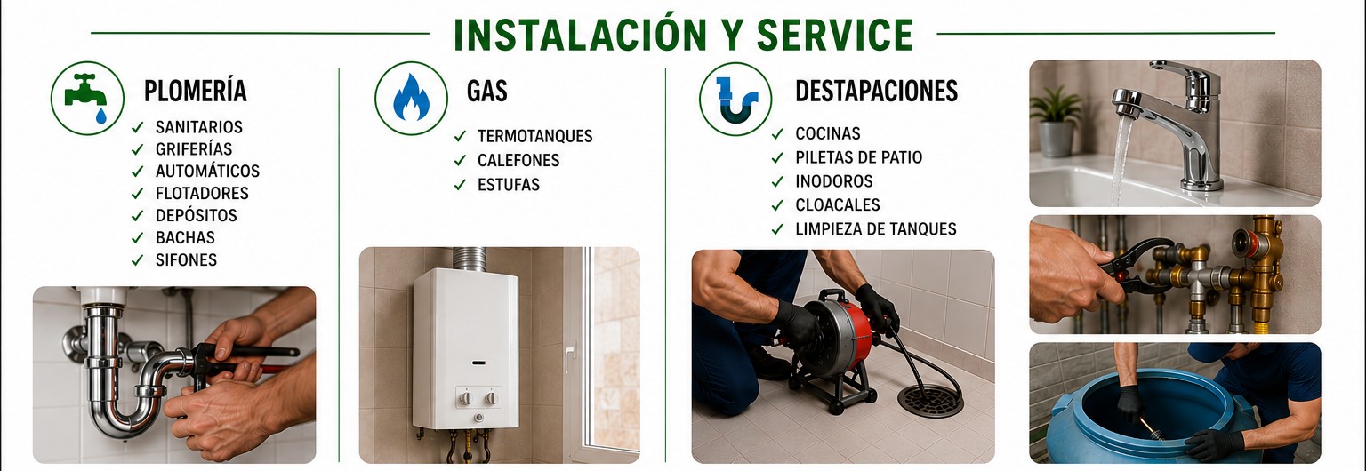 Trabajos de plomería, gas y destapaciones